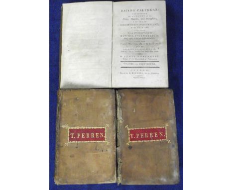Horseracing books, three volumes of the Racing Calendar for 1785, 1786 & 1787. All first editions and each with ownership pla