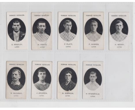 Cigarette cards, Taddy, Prominent Footballers (with footnote), 1908/09 issue, Luton (9/15, missing Brown, R Hawkes, Haycock, 