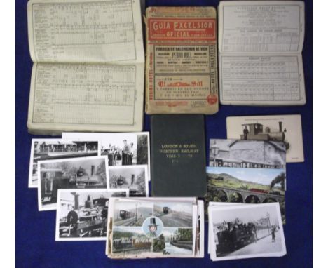 Railwayana, a collection of 45+ postcards and photos, strong Welsh interest, mostly modern reprints, a few vintage, some dupl
