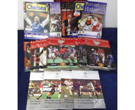 Football programmes, Manchester Utd, 1998-9 treble season, Includes European Champions League v LKS Lodz, Bronby, Bayern Muni