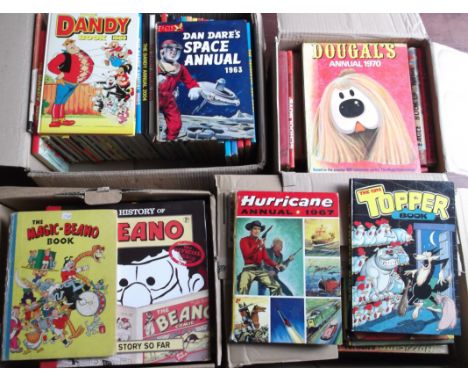 Annuals, a selection of 100+ annuals, 1940's onwards, many different titles inc. Eagle, Magic Roundabout, Beano, Topper, Dan 