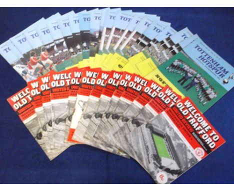 Football programmes, Manchester Utd 1974-5 (14) and Tottenham Hotspur 1977-8 (20) both in Division two, many notable games in