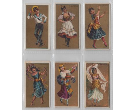 Cigarette cards, USA, Kinney, National Dances, 12 with white border, 2 no border (14/50) (1 with light staining to back o/w g
