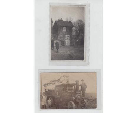 Postcards, a fine mixed topographical/transport selection of 18 RP cards including Southfields Station exterior, airship Gamm