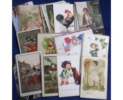 Postcards, a subject mix of approx. 130 cards including animals, A R Quinton (27), Children's Art inc Shand, Butcher, Paterso