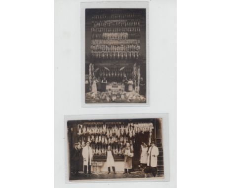 Postcards, Staffs, an RP selection of 3 butchers shops fronts of C Charlesworth of Worcester Street (3) (2 gd 1 poor) 