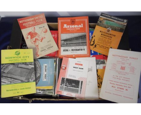 Football programmes, selection, 1950's onwards, inc. Arsenal v Wolves 52-3, Nottingham Forest v All Stars 57, Man Utd aways v