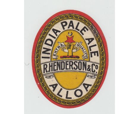 Beer label, R Henderson & Co, Alloa, India Pale Ale, different,  v.o, (sl mark to back o/w gd) (1)