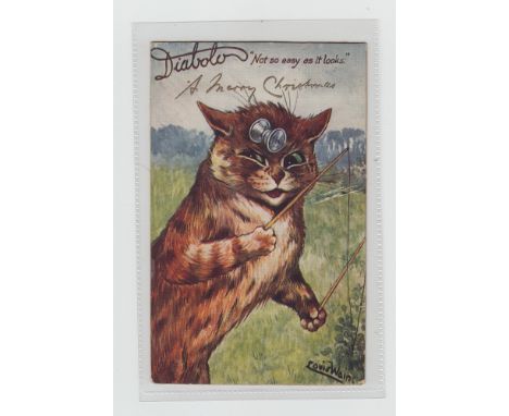 Postcard, Louis Wain, Cats, 'Diabolo Not as easy as it looks', Tuck series 9563 with  'A Merry Christmas' overprint (p.u, 190