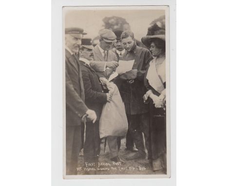 Postcard, RP, First Aerial post, Mr Hamel signing for the first mail bag (gd) (1)