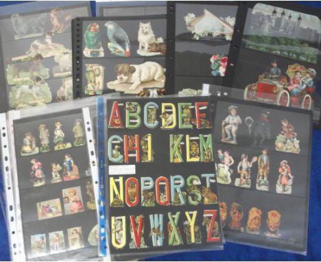 Ephemera, Scraps, good selection presented on stock book pages including chimney sweep, lighthouse, ship, soldier & family, t
