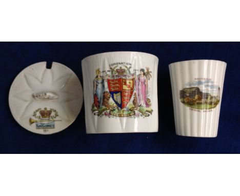 Collectables, Royalty, two Coronation Commemorative ceramics by Shelley, 1911, both with transfer printed decoration, beaker 