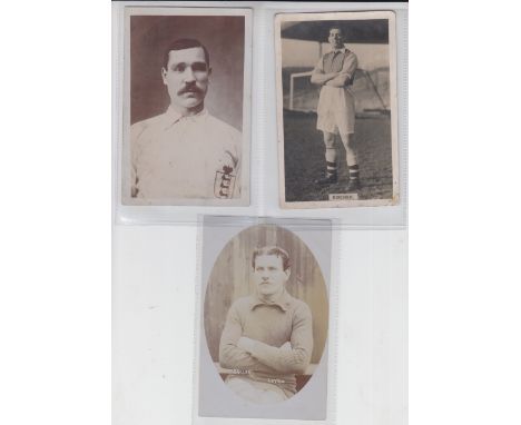 Football postcards, three b/w photographic postcards, Walter 'Cocky' Bennett, Sheff Utd 1896-1905 (foxing to back), Skiller o