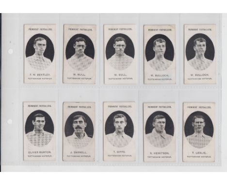 Cigarette cards, Taddy, Prominent Footballers (with footnote), 1908/09 issue, Tottenham (set, 15 cards, plus back variation c