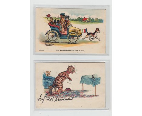 Postcard, Louis Wain, Wrench series, 'Why the Motor Car Has Come to Stay' (p.u, 1905, gd) (1) & 'If not prevented' writeaway,