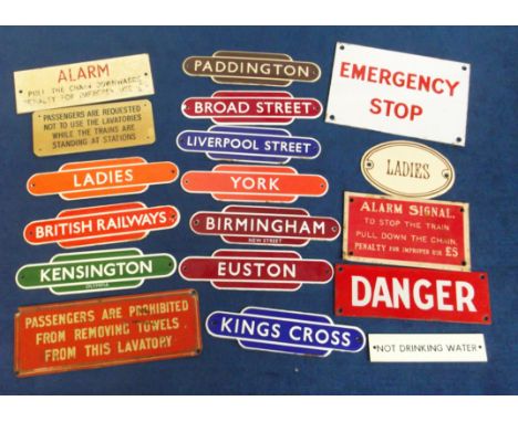 Enamel Signs, a selection of British Rail miniature station and warning signs, various ages, including 8 miniature station si