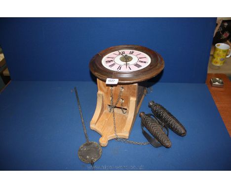 A 19th c. Wall Clock with pink enamel dial, a/f