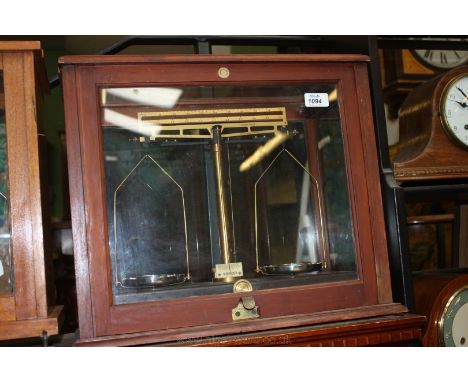 A glass cased Scientific Scales, by Griffin & Tatlock Ltd. 18'' x 15 1/2'' x 9 1/2''