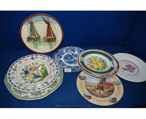 A quantity of display Plates and chargers including Doulton, Wedgwood, Clarice Cliff, etc.