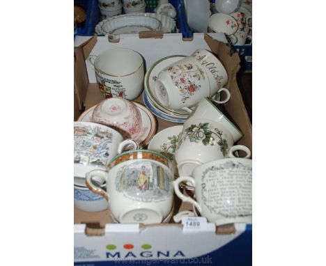 A quantity of over-sized display Cups and Saucers including Spode, mainly 19th c., etc. (11)