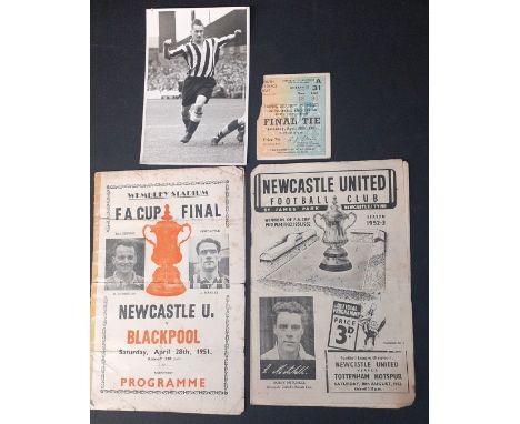2 football programmes - FA Cup Final Newcastle United v Blackpool Saturday April 28th 1951 (with ticket), Newcastle United v 
