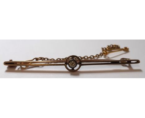 15ct gold diamond set bar brooch 2.98g