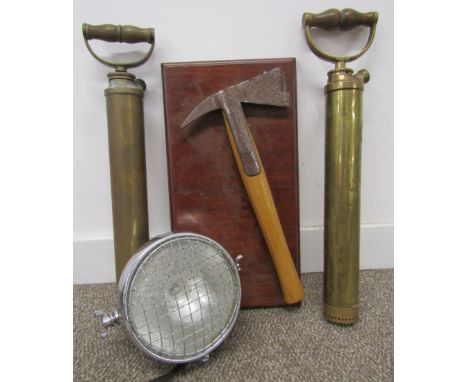 Raydyot handheld search light, mounted fireman's axe, Shand Mason &amp; Co hand extinguisher and one other&nbsp;