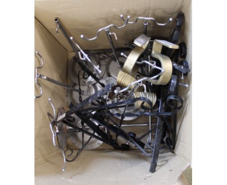 Large selection of metal stands, coat hooks, lamp shade brackets, shelf brackets
