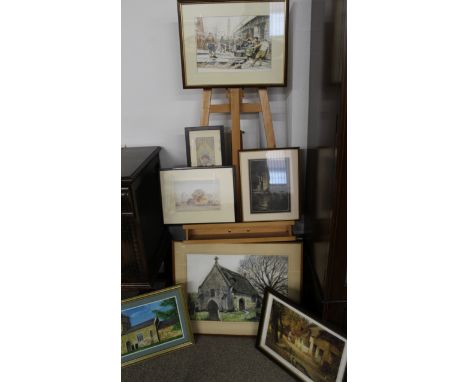 Selection of pictures (7) depicting varying views including Thatched Cottage at Markby and St Peters Church Holton le Clay pl