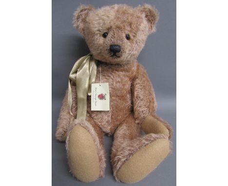 Mary George Bears USA 23" 'Althea Hope' mohair vintage style collectors bear wearing woven brown collar with gold bow - made 