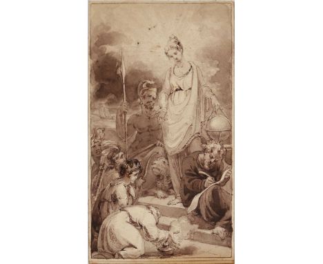 EDMUND THOMAS PARRIS (BRITISH, 1793-1873) MAIDEN BY A FOUNTAINsigned E T Parris and dated 1836 lower left, pencil drawing OLD