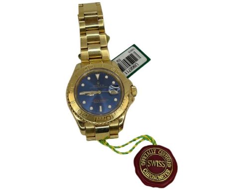 A late 20th century Swiss 18ct gold, centre seconds, calendar wristwatch. Rolex, "Yacht-Master"Rolex. "Yacht-Master", Ref- 16