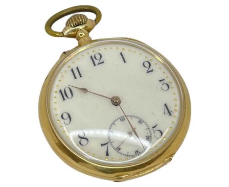 Early 20th century Swiss open face, keyless pocket watch, Surete, the jewelled movement with bi-metalic cut, compensated bala