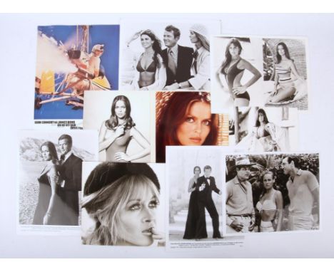 Ten James Bond Publicity Photos etc: x7 of Roger Moore, Barbara Bach & Caroline Munro from The Spy Who Loves Me (1977), one o