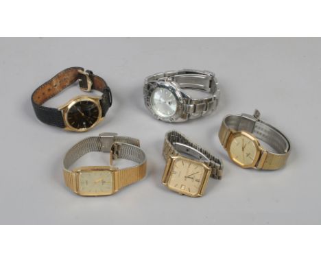 Five gents quartz wristwatches to include Rotary, Lorus, Sekonda etc.