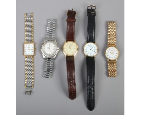 Five quartz wristwatches to include Rotary, Pulsar and Accurist.