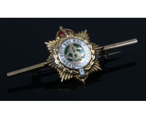 A 9ct gold Army service corps bar brooch.