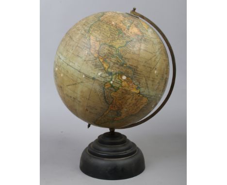 A vintage Georgraphia 10inch terrestrial globe on stepped Bakelite plinth.