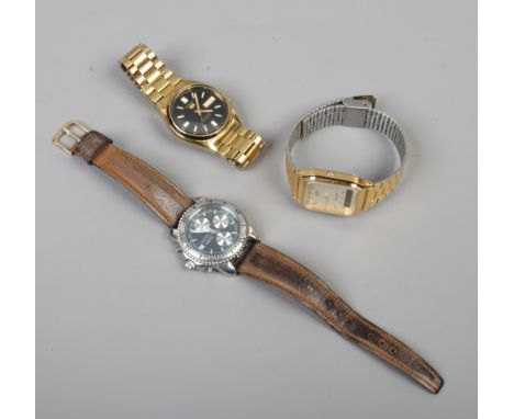 Three gents wristwatches to include Seiko automatic, Casio quartz and a Zeitner commando chronograph.