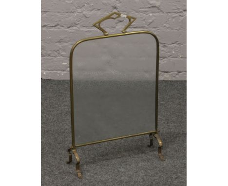 A brass and frosted glass firescreen c.1920.