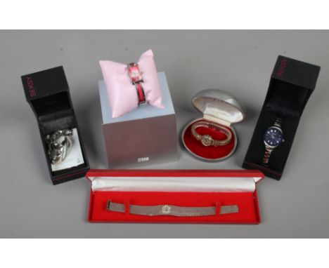 Five boxed ladies wristwatches to include manual examples.