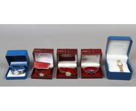 Five boxed ladies Rotary wristwatches.