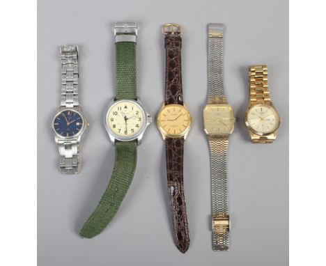 Five gents quartz wristwatches to include Sekonda, Rotary etc.