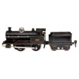 Märklin B-Dampflok ”326” R 1030, Spur 0, Uhrwerk intakt, schwarz, mit Tender, Bremse und v+r, 1
