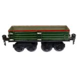 Märklin Planewagen 1910, Spur 0, uralt, HL, Rungen, 1 Aufnahme, Bögen und Plane fehlen,