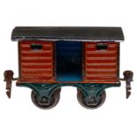 Märklin ged. Güterwagen 1803, Spur 0, uralt, HL, mit 1 TÖ, Dach tw ausgeb., LS und gealterter