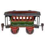 Märklin Durchgangswagen 1807, Spur 0, uralt, HL, mit 2 Sitzbänken und 2 AT, LS tw ausgeb.,
