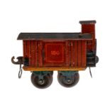 Märklin ged. Güterwagen ”150” 1804, Spur 0, uralt, HL, mit 2 ST, BRHh und Bügelkupplungen, LS und