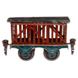 Märklin Früchtewagen 1809, Spur 0, uralt, HL, mit 2 ST, LS tw ausgeb., gealterter Lack, L 9,5, Z 2-