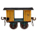 Märklin ged. Güterwagen 1803, Spur 0, uralt, HL, mit 2 TÖ, Bügelkupplungen und Gussrädern (4-